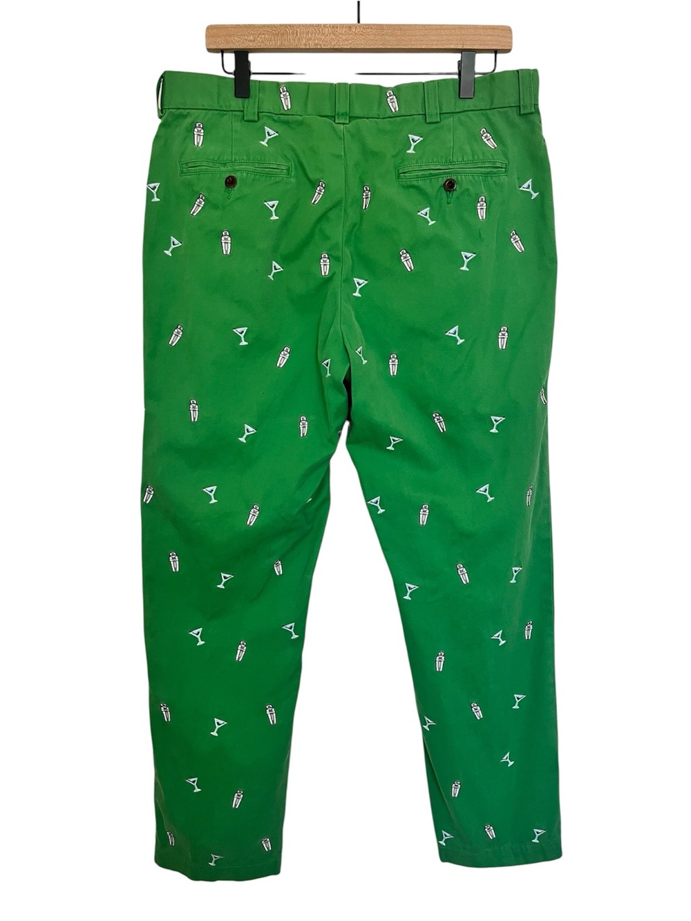 VTG 90s Polo Ralph Lauren Green Martini Shaker Embroidered Chino Pants 34x32 - Picture 2 of 14